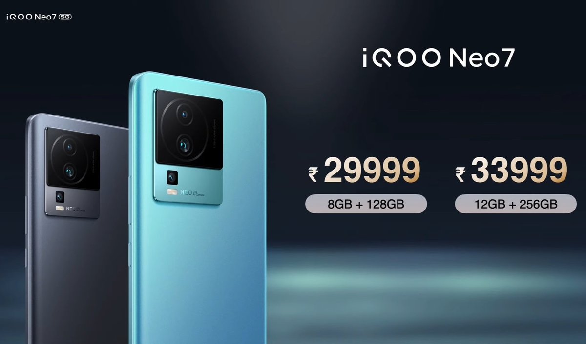 TECHINFOSOCIALS's tweet photo. #IQOO NEO 7 LAUNCHED IN INDIA 🇮🇳
•8GB+128GB:- RS.28,499/-
•12GB+256GB:- RS.32,499/-
🔵⚫
A REBRANDED EDITION OF #iQOONeo7SE 🇨🇳
#iQOONeo7
CHEAK OUT THE FULL SPECS👇 https://t.co/bM33cCqHcJ