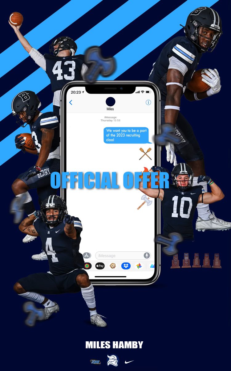 hamby_miles's tweet photo. Blessed to receive an offer from Berry! AGTG @coachwwhite @_Coach_Williams @ArcherTigersFB https://t.co/pljQG9s1LU
