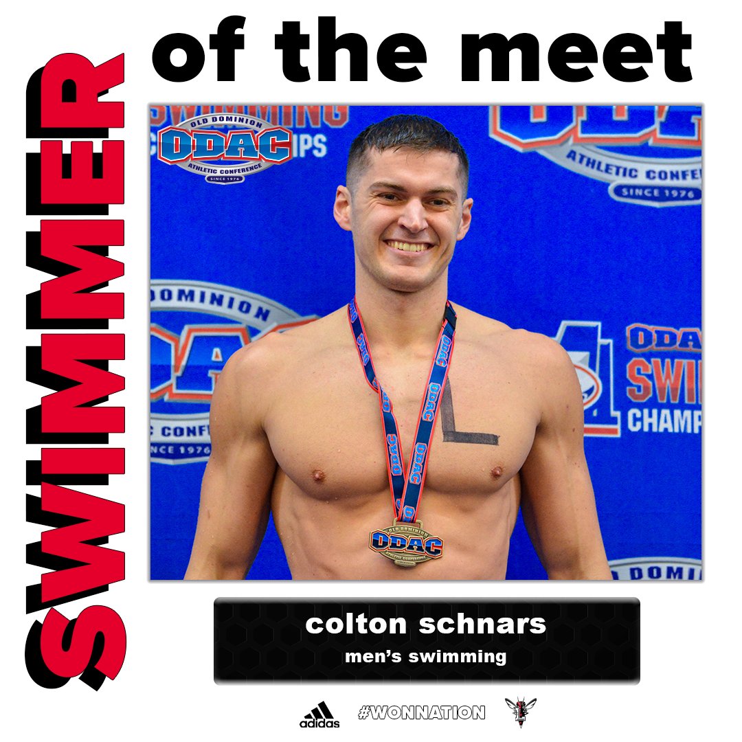 lynhornets's tweet photo. @LynchburgSwim @odacathletics ODAC MEN'S SWIMMER OF THE MEET: Colton Schnars

The graduate student broke the conference records and cracked @NCAADIII 'B' cuts in both the 100 and 200 back, and he won the 50 free. #BackstrokeU #WonNation https://t.co/YQyxT4zWst