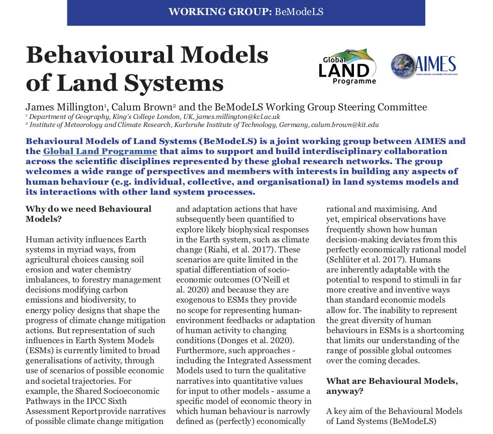 The first @AIMES_IPO Bulletin is out now! aimesproject.org/bulletin/ Including the update Calum Brown and I put together about the #BeModeLS Behavioural Modelling of #LandSystems working group. More detail there in + to the overview provided in the recent webinar #LULC #EarthSystem