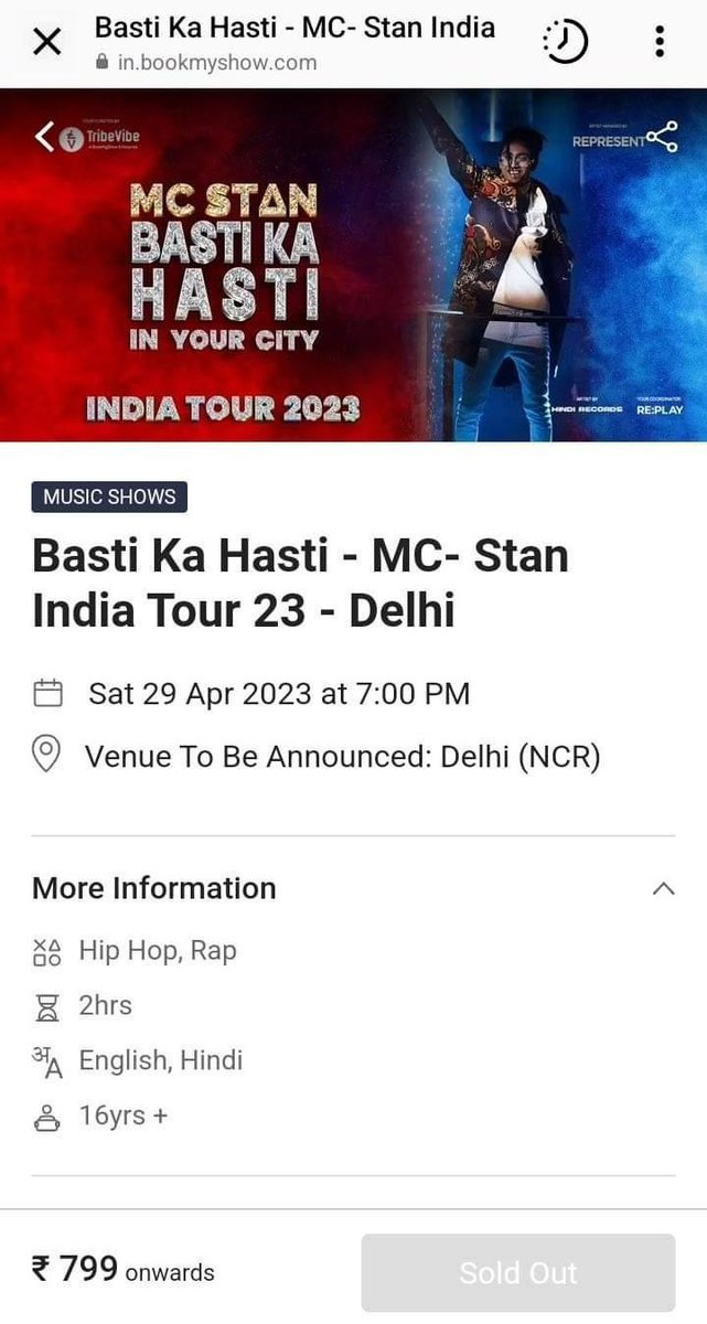 ShubhamTharwani's tweet photo. #MCStan broke all records, He was live on Instagram and 541k people joined his insta live and also he announced his india tour and all the passes sold out in 20 mins for delhi ncr. Mass level craze bro. 🔥 https://t.co/MYWwLKY7pW