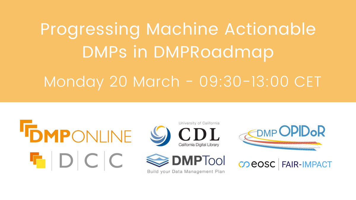 Interested in maDMPs? Join us in-person or online for a 1/2 day workshop in Gothenburg on 20 March 2023 as part of @resdatall Expert speakers & plenty of discussions (plus lunch in-person) dcc.ac.uk/events/RDAcolo…