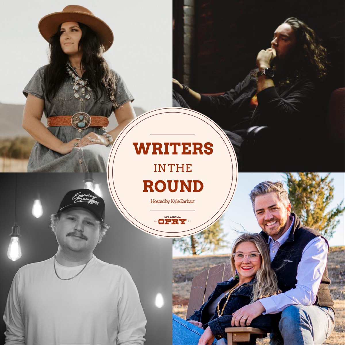 KyleEarhart's tweet image. NEXT WEEK!! Don’t miss it!
-Writers In The Round- 
Thursday, Feb 23- @OklahomaOpry 
Featuring @CameronHobbs97 • @alaskarayne • Kelcie &amp;amp; @owenpickard and myself! 

Get your tickets NOW!
OklahomaOpry.com