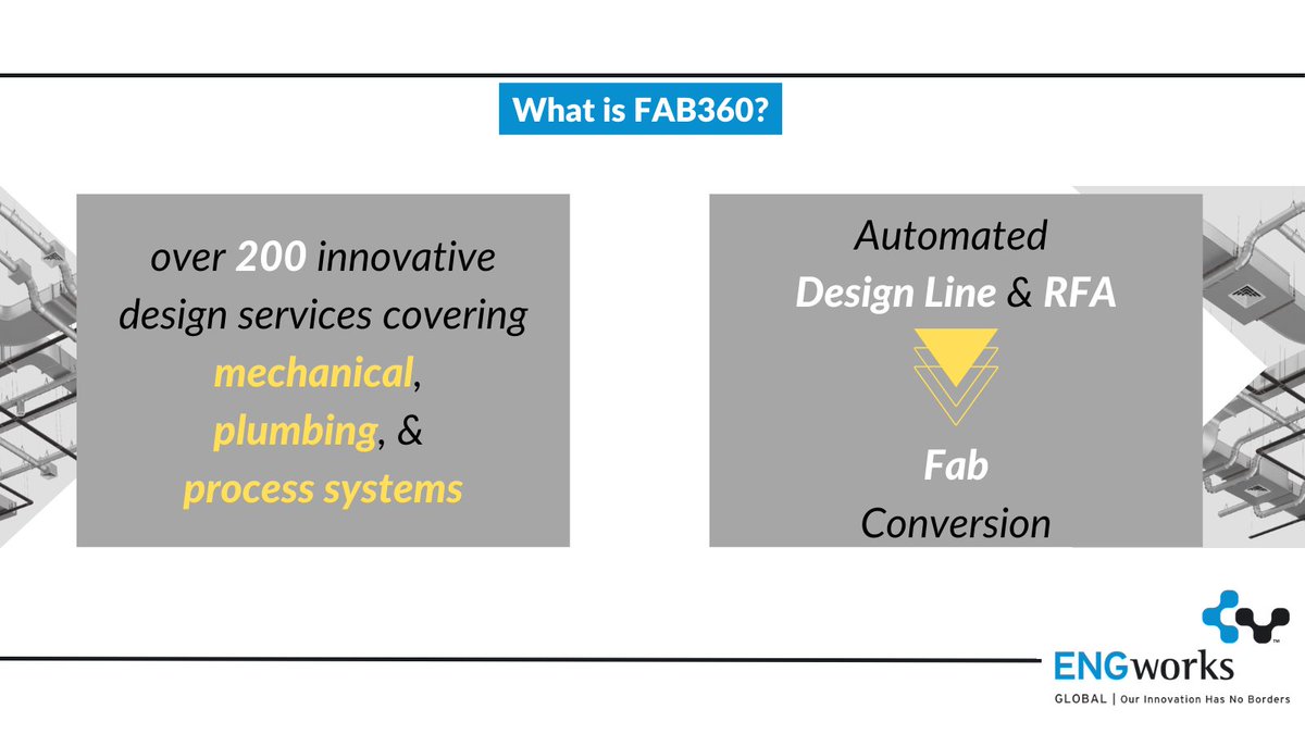 ENGworksBIM's tweet photo. ❔ What is 𝗙𝗔𝗕𝟯𝟲𝟬?
Powered by @ENGworksBIM, the 𝗙𝗔𝗕𝟯𝟲𝟬 Fabrication database is an innovative and enhanced solution for Autodesk® Fabrication CADmep™ and Revit® software.
Learn more ▶️ https://t.co/DRpCUCGll2
#BIM #CADmep #Revit #Contractor #Engineer #FAB360 https://t.co/tBAcNDW0Tn