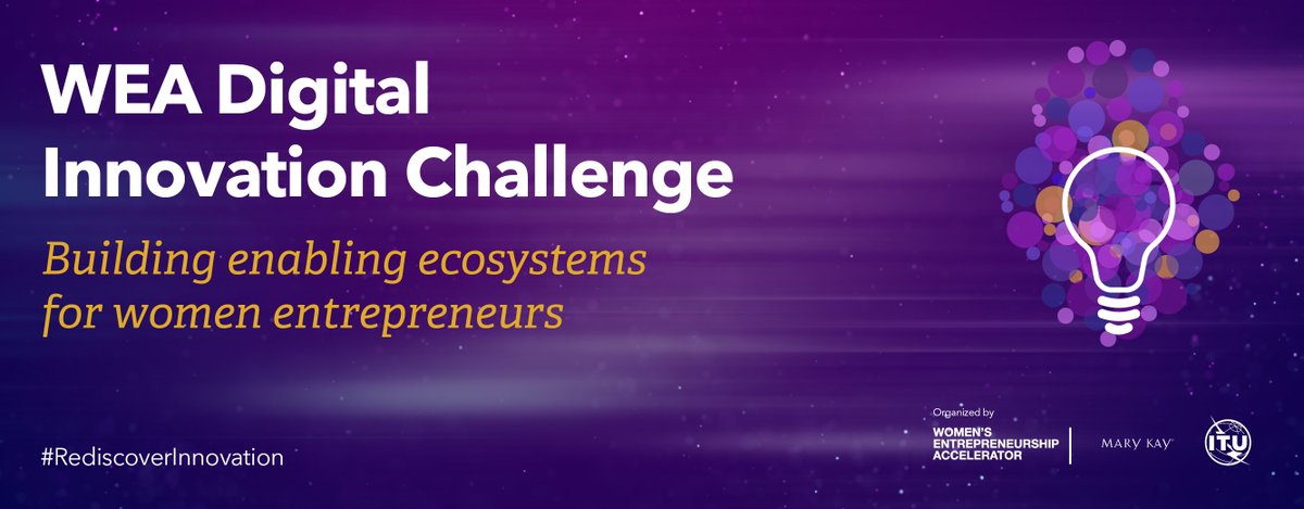 Women's Entrepreneurship Accelerator (@we_accelerator) on Twitter photo Calling all Women Entrepreneurs! Do you have a digital solution to develop a more gender-inclusive ecosystem? Apply to the 2022 WEA Digital Innovation Challenge by 21 Feb.. The Challenge is organized by <a href="/ITU/">Int’l Telecommunication Union</a> <a href="/ITUDevelopment/">ITU Development</a> in collab with <a href="/MaryKayGlobal/">Mary Kay Global</a> bit.ly/3lK3w51 Calling all Women Entrepreneurs! Do you have a digital solution to develop a more gender-inclusive ecosystem? Apply to the 2022 WEA Digital Innovation Challenge by 21 Feb.. The Challenge is organized by <a href="/ITU/">Int’l Telecommunication Union</a> <a href="/ITUDevelopment/">ITU Development</a> in collab with <a href="/MaryKayGlobal/">Mary Kay Global</a> bit.ly/3lK3w51