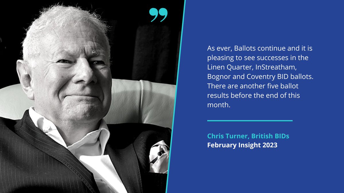 February's insight by Christopher Turner is now available! Read conversations around BID ballot results, Business Rates, Our Online Academy Training courses and much more.

Read the full insight below:

bit.ly/3EczmxQ

#BritishBIDs #BIDinsight