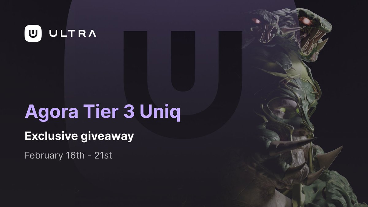 Uniq Marketplace (@ultra_uniq) on Twitter photo .<a href="/AgoraDex/">CROWN & ADOT Community | $CROWN</a> does it again, their Tier 2 ETH #NFTs sold out in just 18 minutes! ๐
To celebrate, hereโs your chance to win an Ultra-exclusive Tier 3 Agora Uniq! ๐
๐ Get multiple entries to the raffle: bit.ly/3Klv9vs #giveaway
โฒ๏ธ Ends on February 21st at 5PM UTC! .<a href="/AgoraDex/">CROWN & ADOT Community | $CROWN</a> does it again, their Tier 2 ETH #NFTs sold out in just 18 minutes! ๐
To celebrate, hereโs your chance to win an Ultra-exclusive Tier 3 Agora Uniq! ๐
๐ Get multiple entries to the raffle: bit.ly/3Klv9vs #giveaway
โฒ๏ธ Ends on February 21st at 5PM UTC!