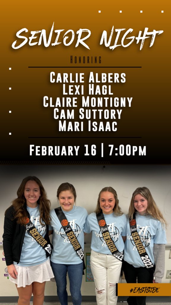 ✨SENIOR NIGHT✨

Join us in celebrating our seniors at tonight’s game. Tip off is at 7:00 pm‼️ <a href="/ZumEastHigh/">Zumwalt East</a>