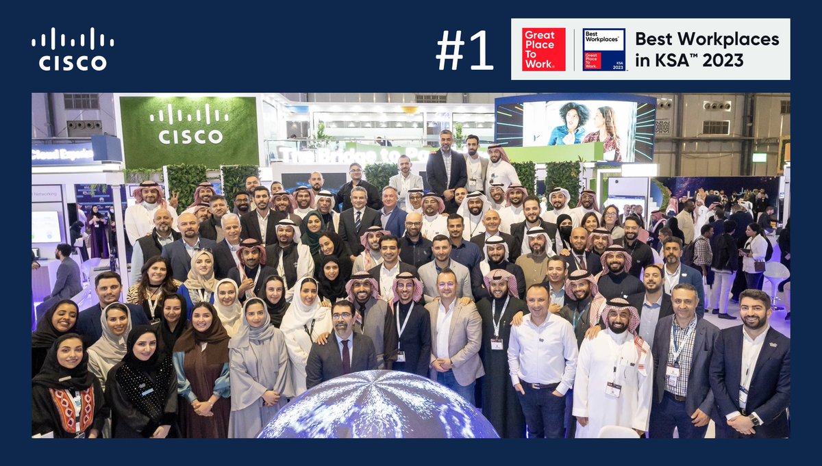 CiscoSaudia's tweet image. Cisco Saudi Arabia is proud to be ranked as the #1 Best Workplace for 'Small &amp;amp; Medium' category in KSA by Great Place to Work for the third year in a row 🎉 @gptw_me 
#GPTW #GreatPlaceToWork #WeAreCisco #LoveWhereYouWork  🥇 🇸🇦