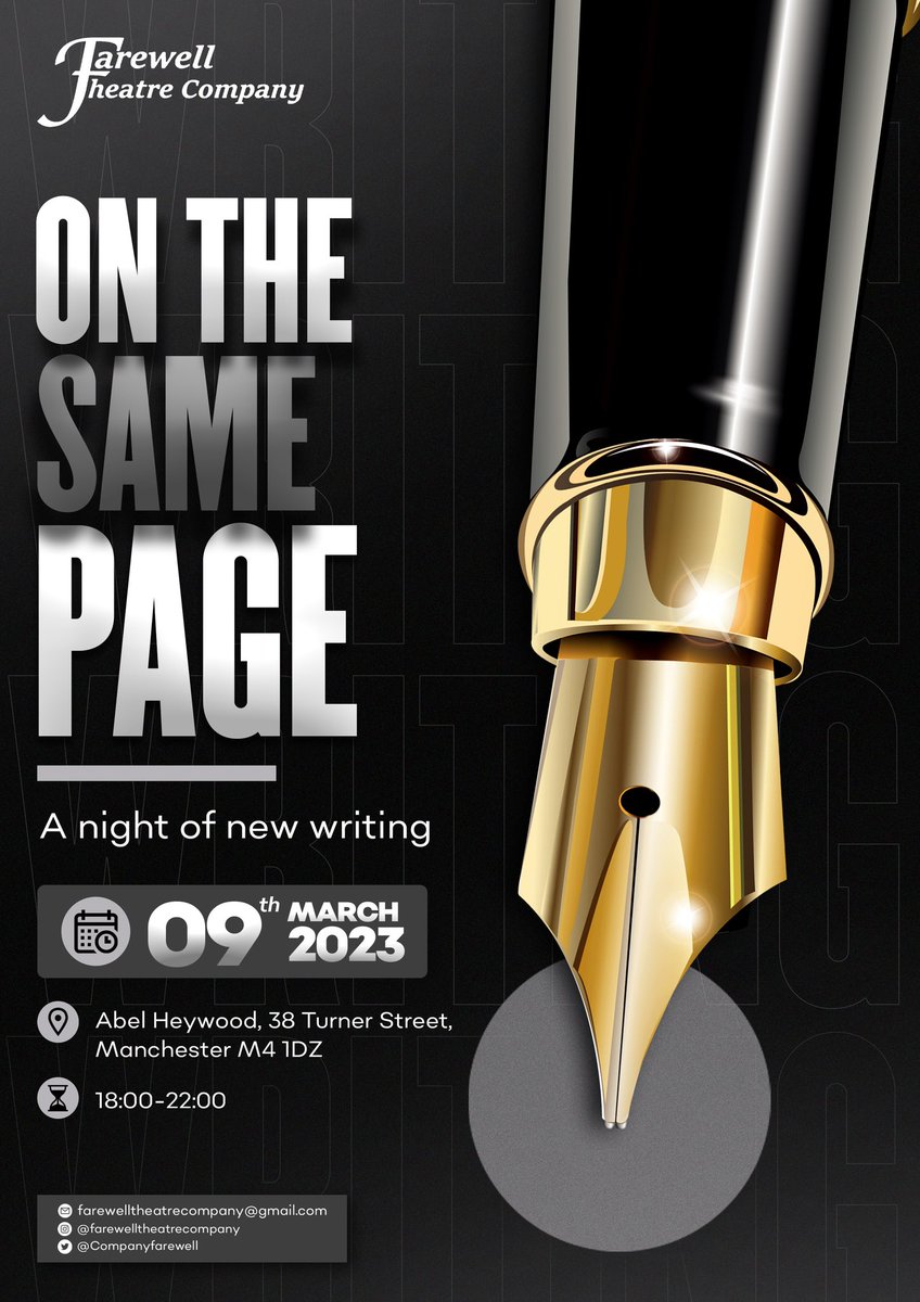 ANNOUNCEMENT 📣 
We are thrilled to let you know that we have a new project: On the Same Page. 
This will be a night of new writing &amp; a great networking event. 
Please email us if you want to get involved: farewelltheatrecompany@gmail.com 
 (1/2) 
<a href="/network_actor/">TheActorSupportNetwork 🇺🇦</a>