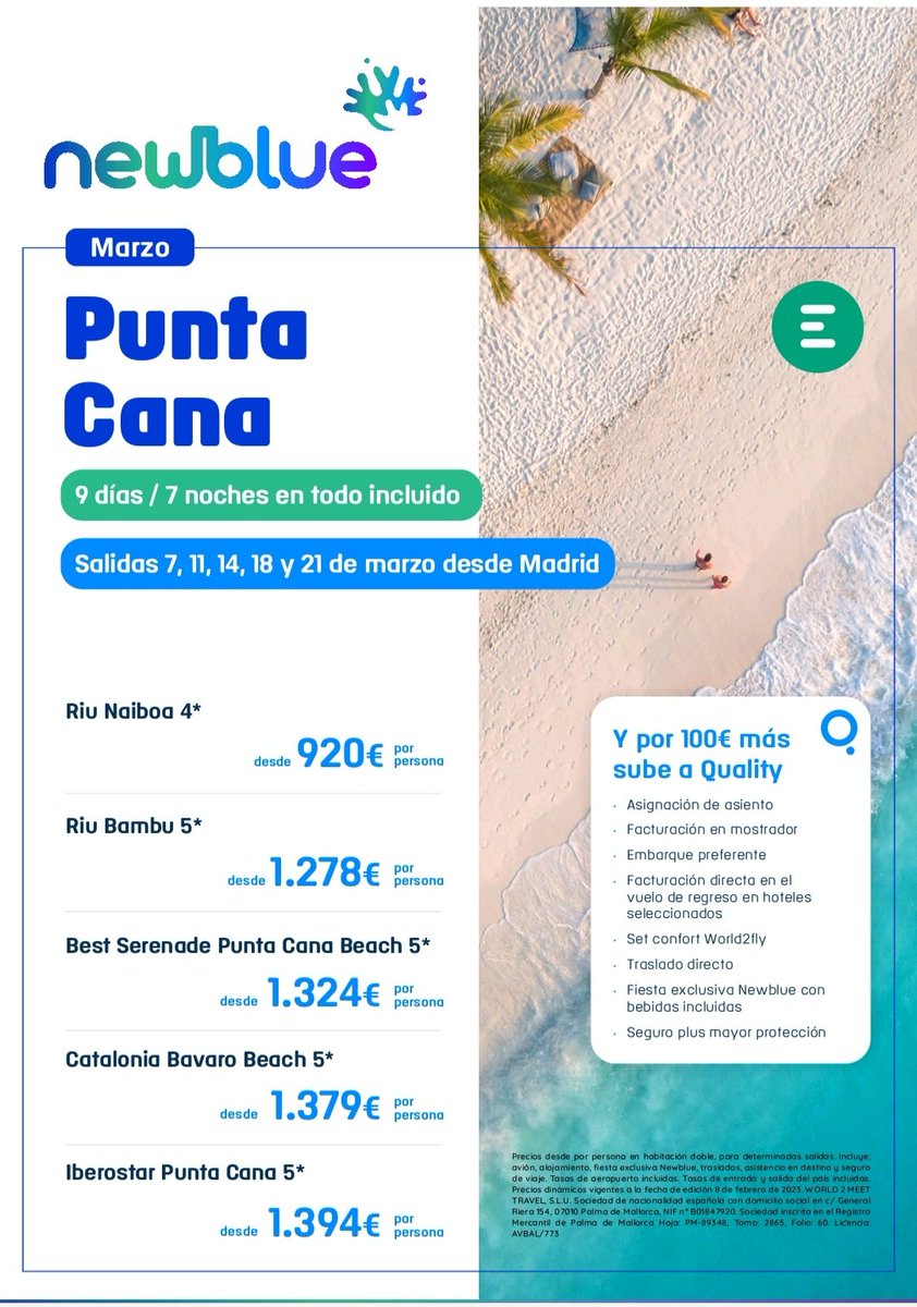 🗺️ OFERTA #GOINGTRAVEL

🇩🇴 #PuntaCana
📅 Marzo 2023

El #Caribe y el #Atlántico a tocar con una oferta que incluye múltiples beneficios. ¡ES TU MOMENTO!

ℹ️ Más información
📞 931426050
🌐 Goingtravel.es

#PuntaCana #RepublicaDominicana
#Travel