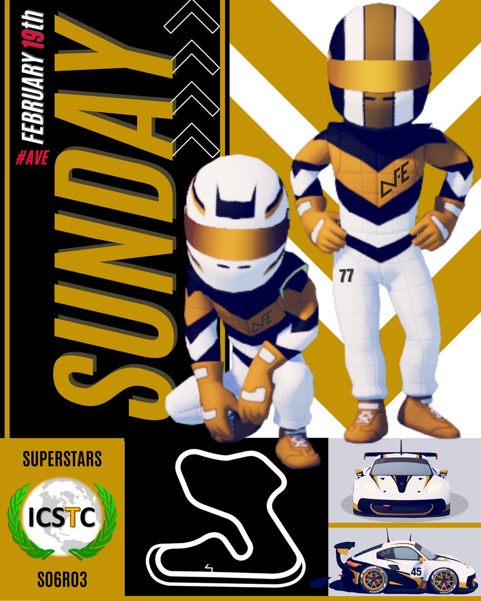 TiraNaunau's tweet photo. π° @Icstcleague β’ @CircuitSUP
π© S06R03 β’ Superstars Division
π See you this Sunday, February 19th ! π₯
#aVe #ICSTC #Race #SimRacing https://t.co/B9swL1cIoB