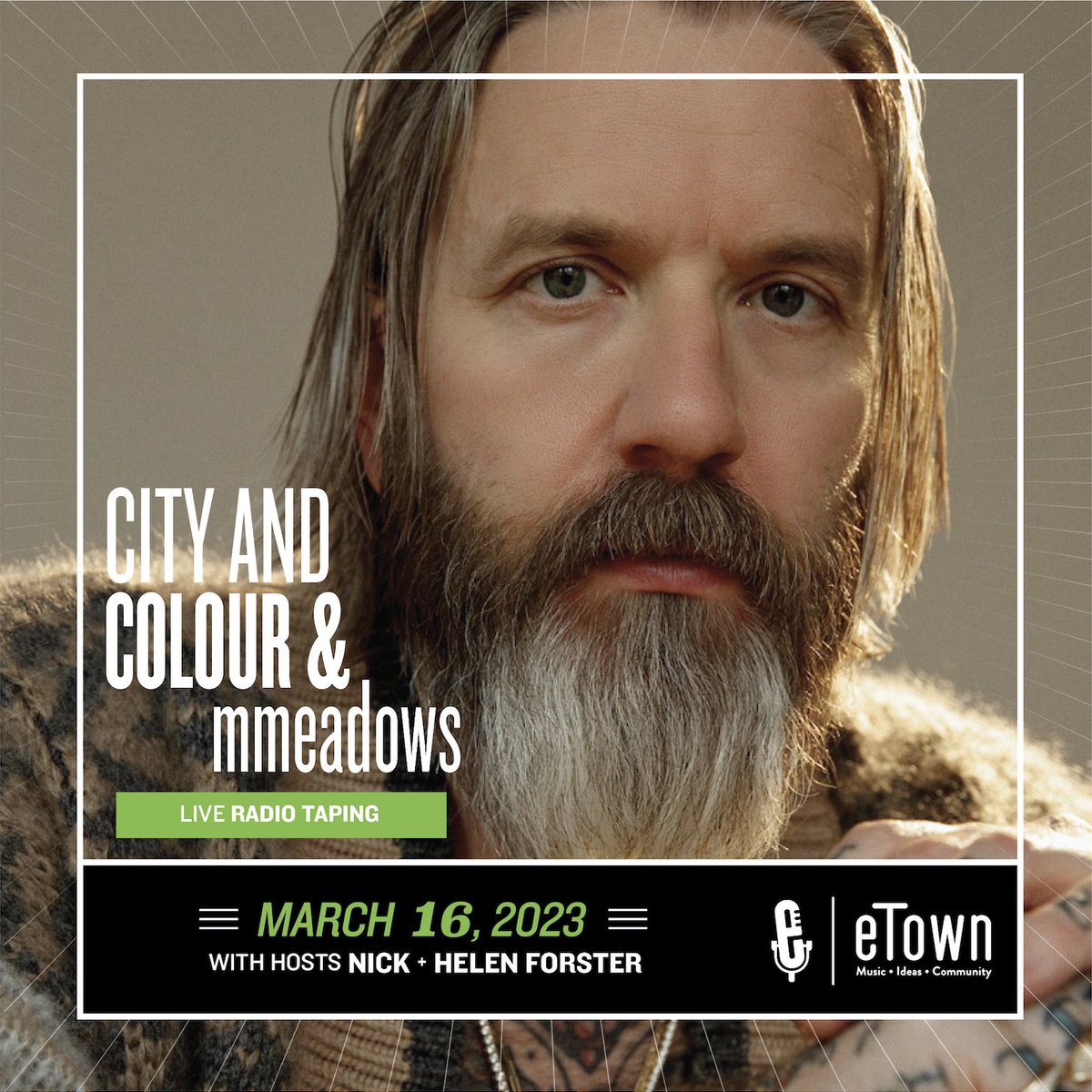 cityandcolour's tweet photo. Boulder CO - heading your way March 16 for an @eTownRadio live radio taping with Nick, Helen and the band.

limited number of tickets available.
On Sale NOW! 🎟️ https://t.co/8tn69ACr8U https://t.co/pggYd0yRbG