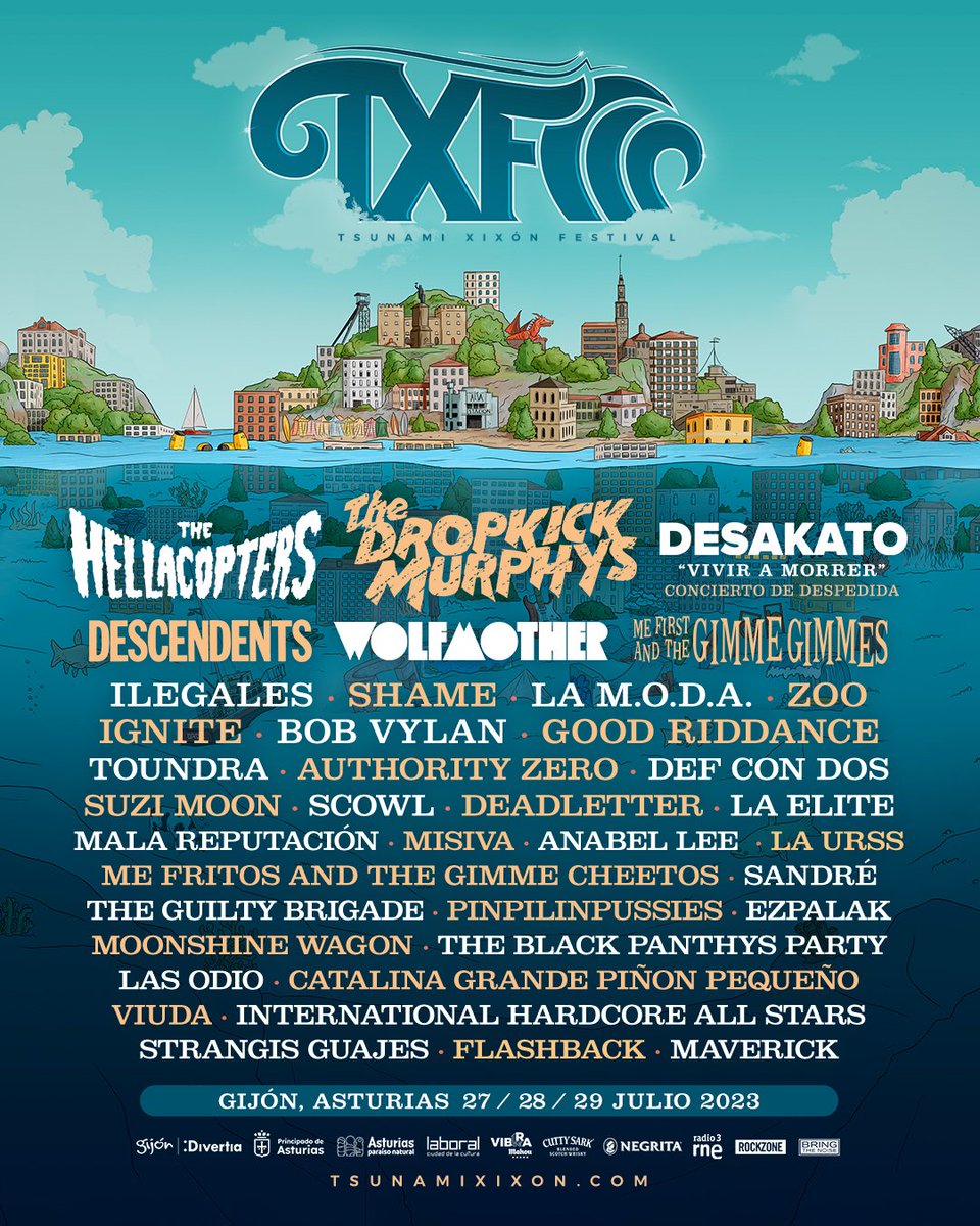 🔥TSUNAMI🔥

En Julio la liaremos gordísima en el <a href="/TsunamiXixon/">Tsunami Xixón Festival</a> ...

Cartelazo de un festival al que le tenemos muuuuchas ganas... 

Desde ya, preparando las toneladas de dinamita que llevaremos a Asturies...

Go !