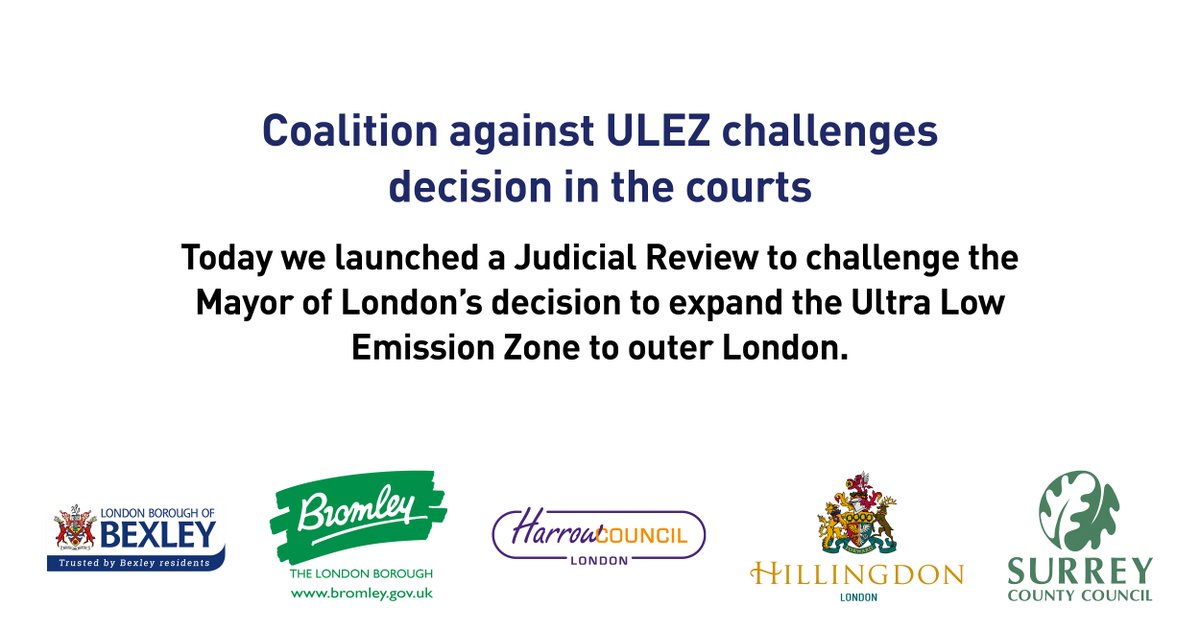 LBofBromley's tweet photo. Councils @LBofBexley @harrow_council @Hillingdon @SurreyCouncil challenge #ULEZ expansion decision in the courts.

https://t.co/NTMCMqPwPY https://t.co/NayaAivYus