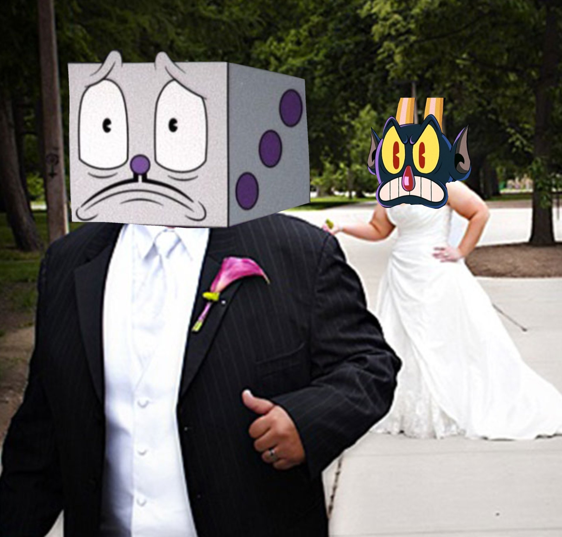 A cosplayer dressed as King Dice from the video games Cuphead