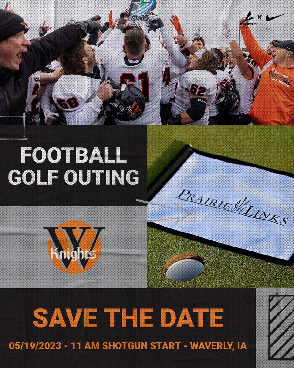 WartburgFB's tweet photo. Golfin’? You Bet! Mark your calendars; Wartburg Football is hosting a golf outing at Prairie Links Golf Club Friday May 19th. Registration link will be coming soon, if you are interested in sponsorship contact christopher.winter@wartburg.edu #GoKnights https://t.co/LyCS2ogiBd