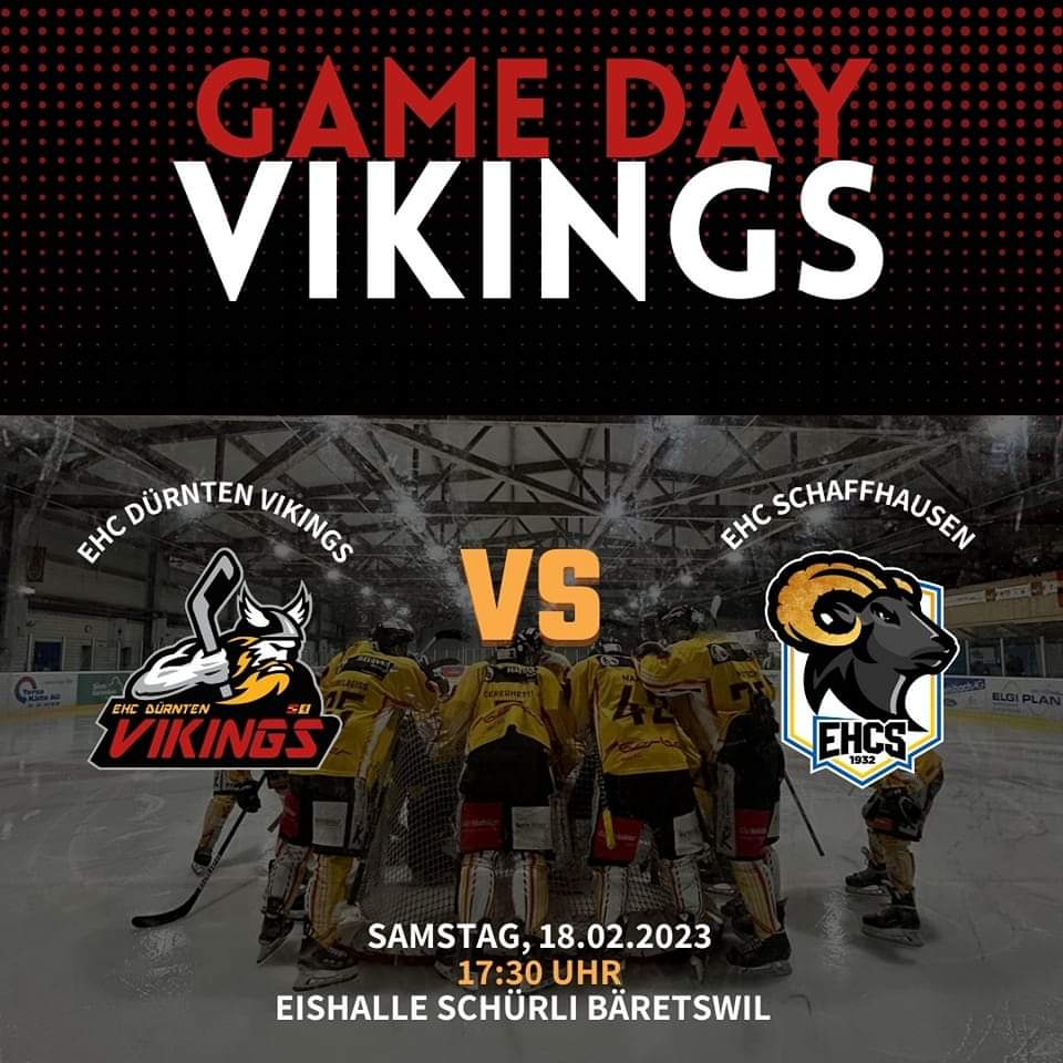 ehcduernten's tweet photo. Die Schlacht ist angekündigt! Die Wikinger wollen den Schaffhauser Böcken das Fell über die Ohren ziehen und sich den Ligaerhalt sichern. Alle ins Schürli und Vollgas! #GoVikings https://t.co/233lfXwRGW