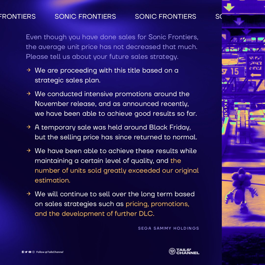 SEGA talks Sonic Frontiers in latest investor Q&A: - The Sonic News  Leader