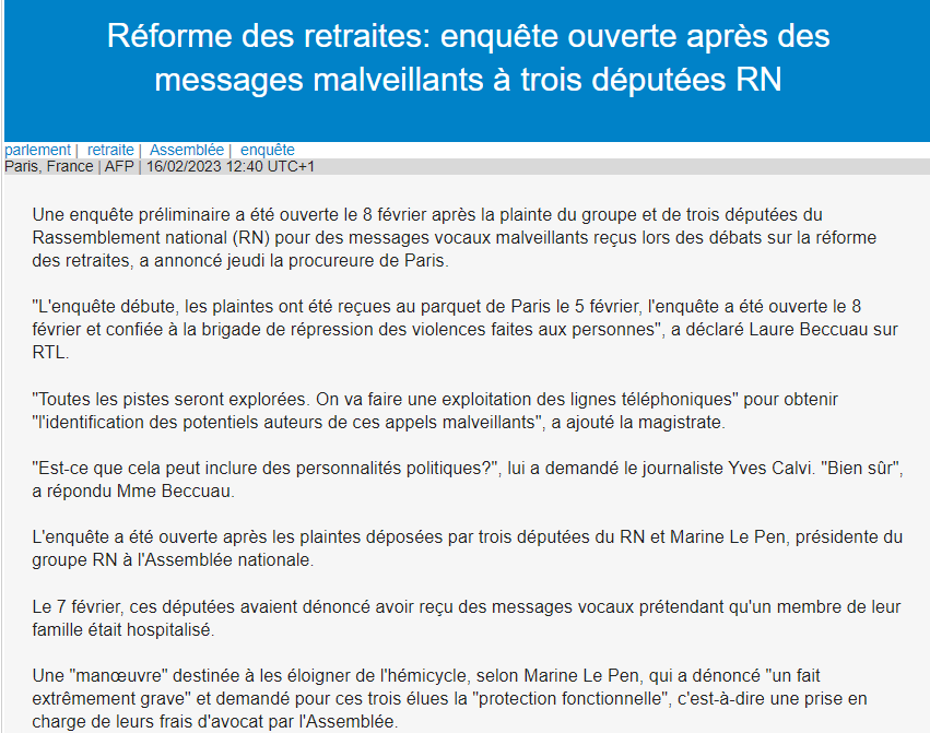 La procureure de Paris @parquetdeParis s'exprime sur l'enquête menée après des messages malveillants à trois députés <a href="/RNational_off/">Rassemblement National</a>