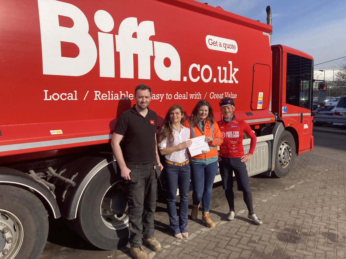 RideForFreedom2's tweet photo. We’re so excited to be a part of this incredible campaign with @Biffa!
Yesterday, @gordonmiller81 Miller presented certificates of appreciation to the fundraisers from Biffa for their part in the hugely successful #CycleRevolution 2022.
https://t.co/6xQ80rPuRg
#RideForFreedom https://t.co/vndd8SrQCt