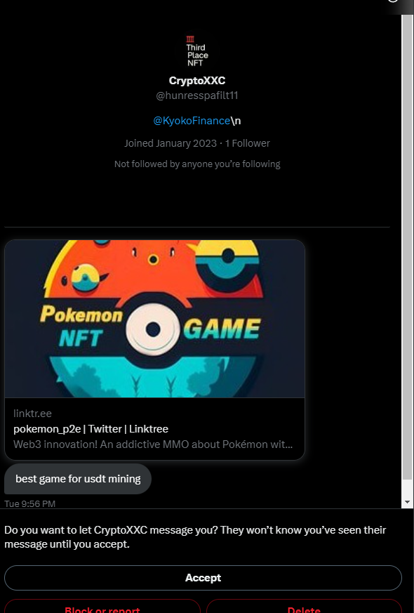 Iamdeadlyz's tweet image. 1/

Two-in-one: Wallet drainer &amp;amp; #NetSupportRAT

Mass mentions &amp;amp; DMs to lure -&amp;gt; @jobjobsjob (82226526)

/pokemoncards-nft.com
Notif to: 195.133.197[.]185

🚩@etherscan 
0xaAcCa4Ed989A3508d37e2432ADE900B8Ce657d2F
has back-and-forth txs: 0xE497Dc4cDCCbE258968A65dEBbe2006d3B3Ad15f