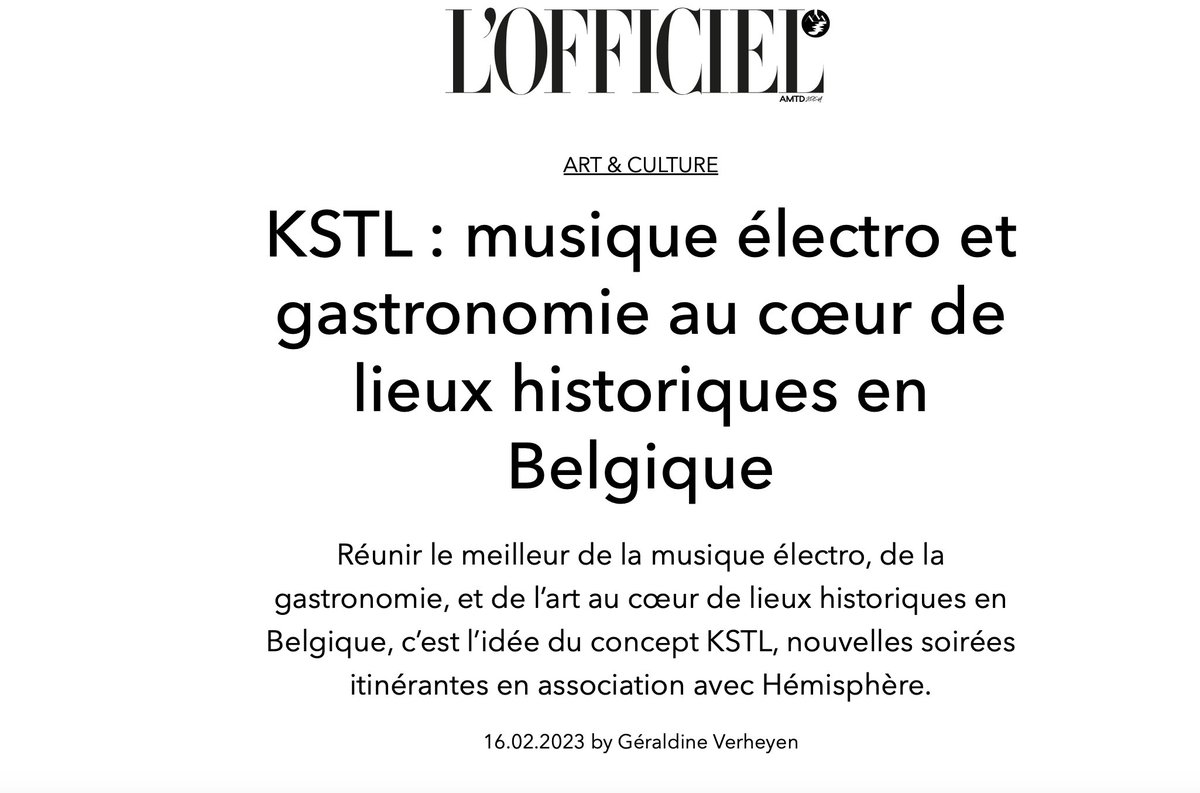 Aurita_Smn's tweet image. A simple story and 3 best buddies: 
a party organizer, a DJ &amp;amp; a press specialist. The desire to mix electronic music, culture and gastronomy &amp;amp; boom : #KSTL ! 
For the sake of it, an article was published in #LOfficiel
See you on the 25th? 

👉 lofficiel.be/art-culture/ks…

#Belgique
