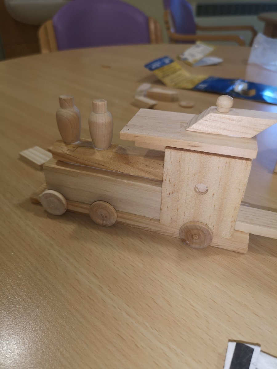 One of our older adults expressed a love of old trains, so he was delighted when I presented him this locomotive to construct. And what a lovely job he did 
#OccupationalTherapy #meaningfulactivity #TheShedProject #NHS #Berrywoodhospital #LoveMyJob