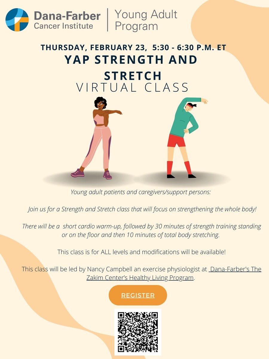 Dana-FarberYAProgram (@danafarberyap) on Twitter photo Are you a young adult with cancer? Are you looking for a connect with others through fun and movement? #YAP2023
Register: redcap.partners.org/redcap/surveys… Are you a young adult with cancer? Are you looking for a connect with others through fun and movement? #YAP2023
Register: redcap.partners.org/redcap/surveys…
