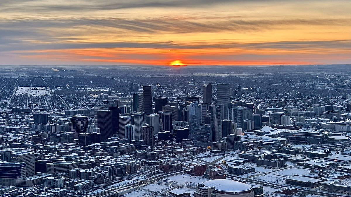 Denver winter sunrise #denver #colorado #winter #snow #sunrise #goodmorning #brr #hotandcold #downtown #aerial #helicopter