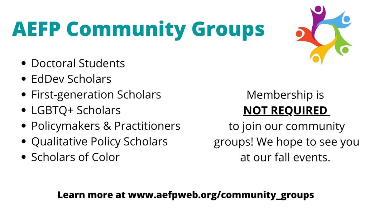 Did you know AEFP offers community groups to build community, create networks, and share professional resources? Fun Fact: You do NOT have to be a member of AEFP member to participate. Learn more &amp; join aefpweb.org/community_grou…