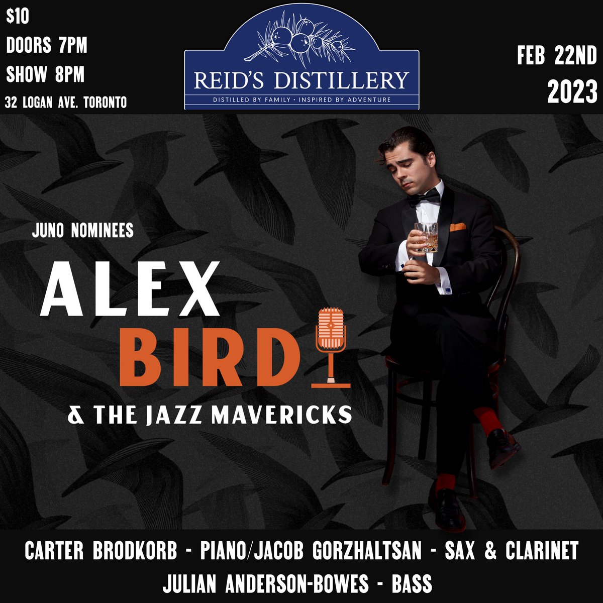 Less than 10 tickets remain for our next show at <a href="/ReidsDistillery/">Reid's Distillery</a> Excited to groove again at of the coolest spots in town!

reidsdistillery.com/pages/gin-jazz…

I’ll be joined by three of the best:

Carter Brodkorb - Piano 
Jacob Gorzhaltsan - Sax &amp; Clarinet
Julian Anderson-Bowes - Bass