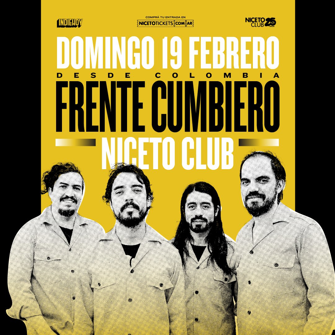 Atencion Buenos Aires! 🇦🇷
This sunday <a href="/FrenteCumbiero/">Frente Cumbiero</a> will be performing at <a href="/NicetoClub/">Niceto Club</a> 
Nos vemos y nos bailamos✨