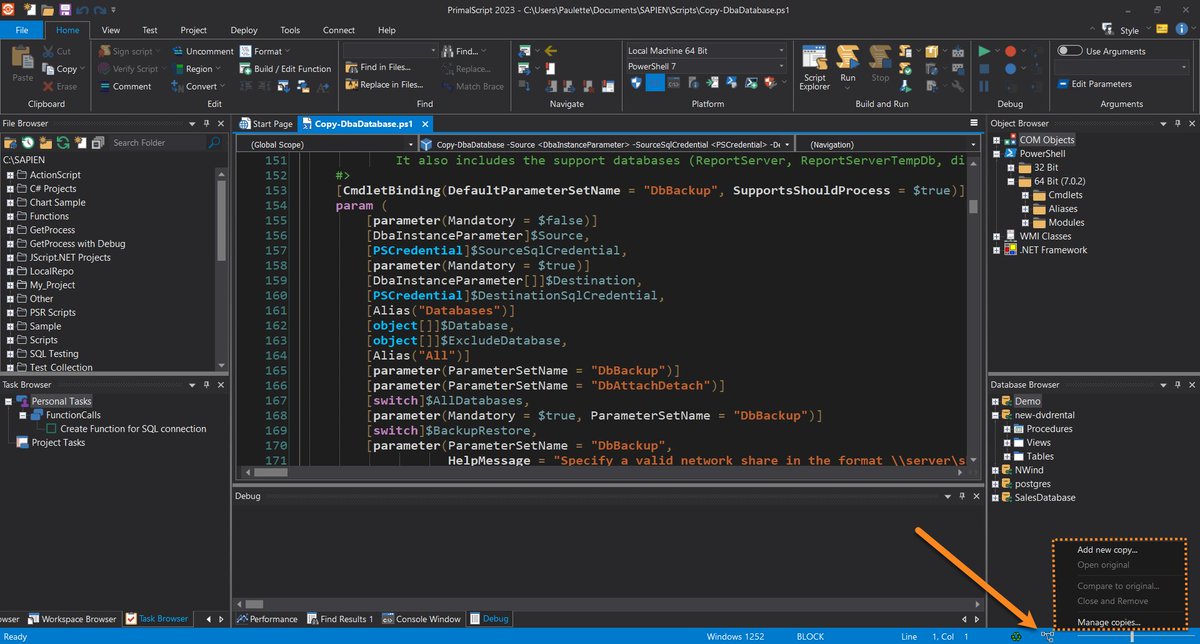 SAPIENTech's tweet image. PrimalScript build 8.1.177 has been released, which includes a new feature to create, edit, and merge copies of scripts. 👍
View the #PrimalScript build details:
👉 bit.ly/3k5bDIE
#SAPIENTech #pwsh #PowerShell #scripting #NewRelease