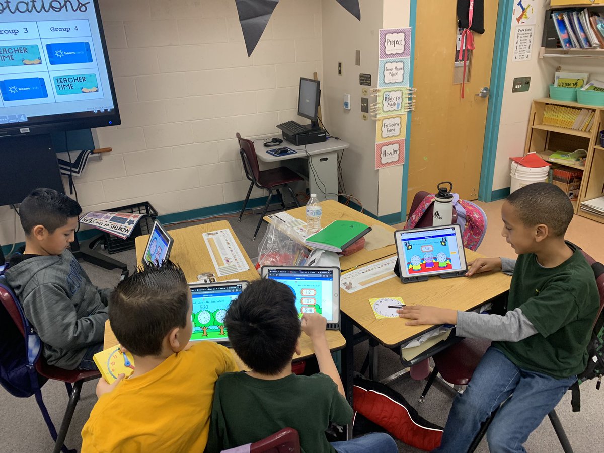 Mrs_SernaTX's tweet photo. Math centers are a great way to support learning in a variety of ways. We are working on telling time this week. Today’s centers include Meet the Teacher, Buddy Math, Prodigy to practice skills, and Boom Cards for quick assessments. Students always look forward to rotations. https://t.co/ZGBpWYAQUf