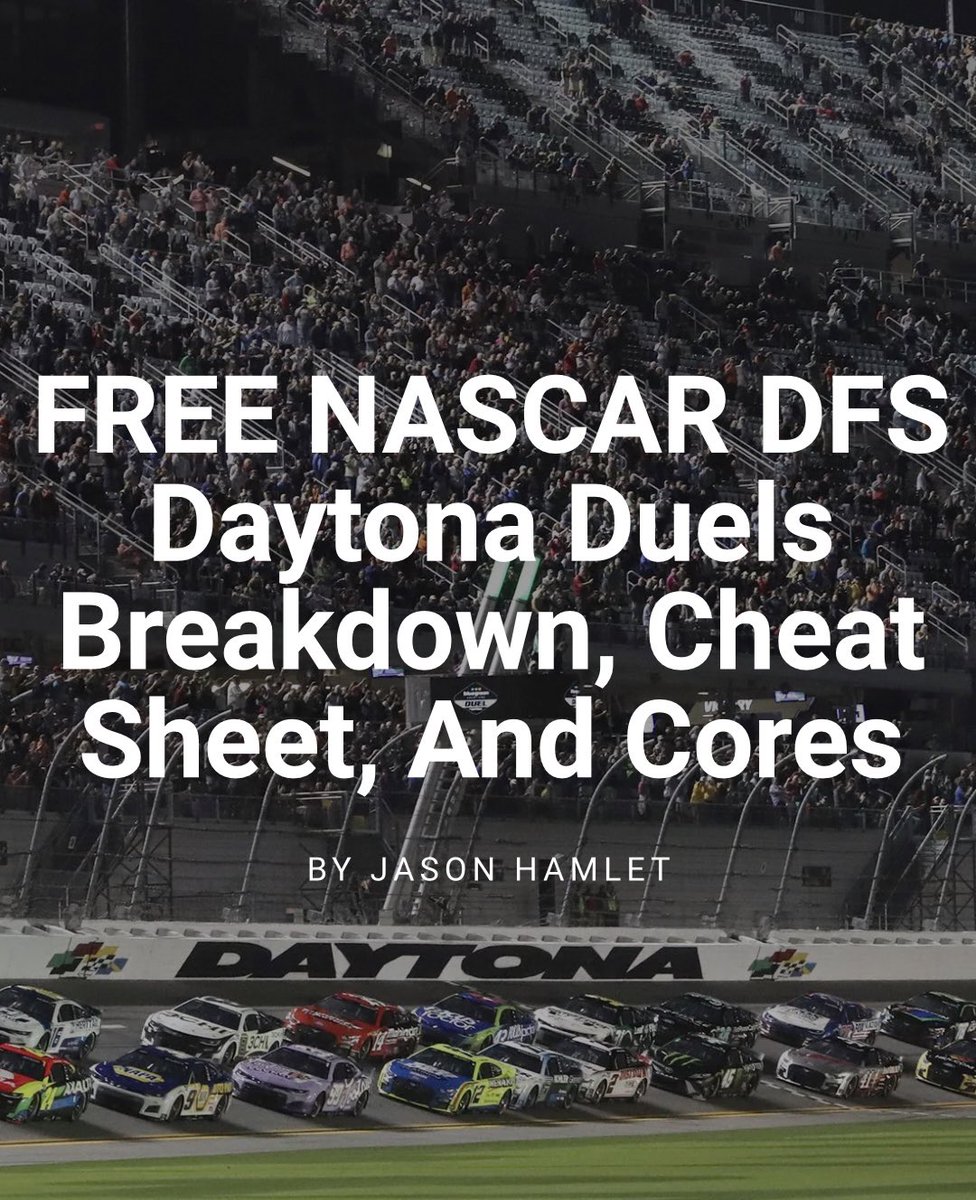 Not 1… but 2 #NASCAR #DFS slates tonight! 🚨

The #Daytona Duels lock in tonight at 7:00 and 8:45 PM EST and <a href="/RunPureSports/">Run Pure Sports</a> has you covered for BOTH slates with my #FREE #NASCAR #DFS Daytona Duels Breakdown, Cheat Sheet and Cores!

#RunPure #DAYTONA500 

runpuresports.com/free-nascar-df…