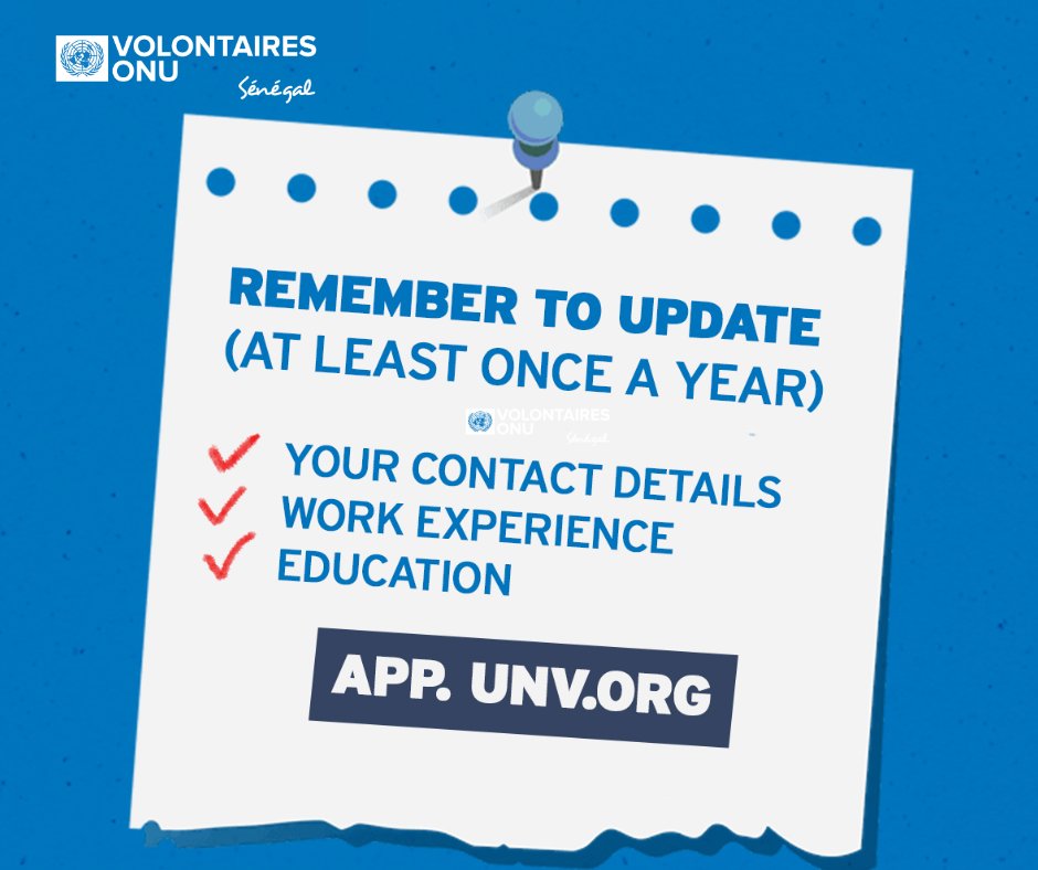 #GentleReminder
Whether you are a candidate or already a volunteer, it is always important to update your profile on UVP !
#BecomeAVolunteer