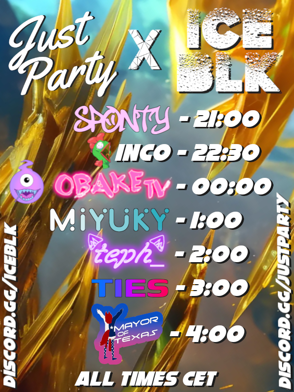 Tomorrow we have a Collab with ICE/BLK, with a killer lineup, @SpontaneityVR @incoTHEdrinco @ObakeTV @notDJMiyuky @teph_vr @thijs_eik @Mayor_of_Texas, see you there <3