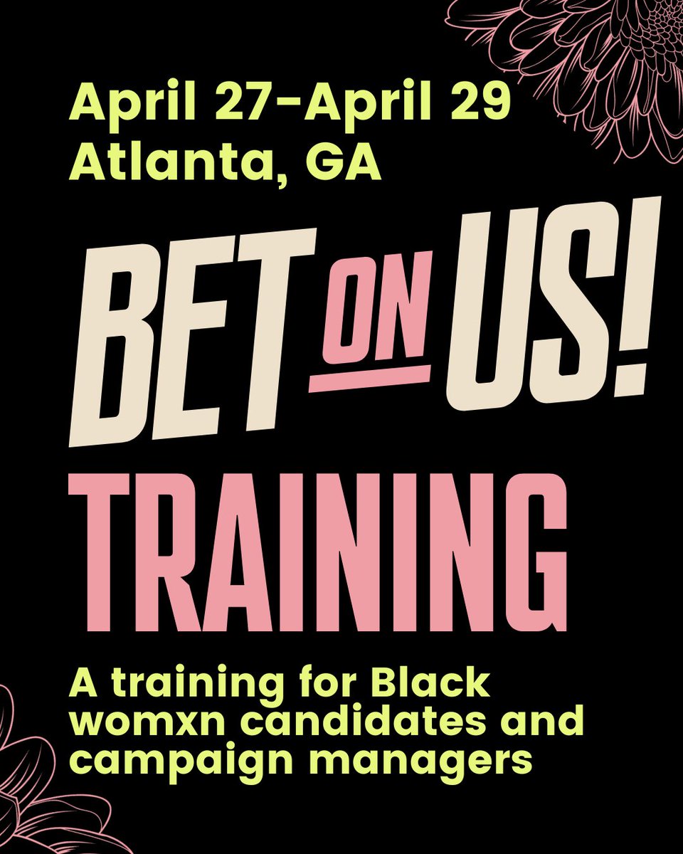 Registration for the Bet on Us Training is open! Join Black womxn candidates from across the South in ATL, 4/27-29. Learn how to build community-centered campaigns and bring your full identity to your candidacy. Registration is $200. Reserve your spot:  wfpus.org/betonus23