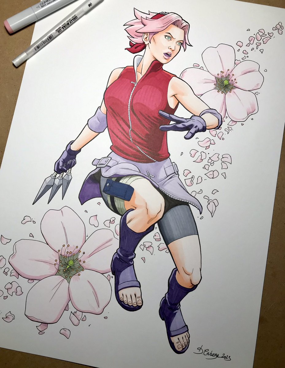 Another colored piece! #fanart #inks #comics #sakuraharuno #naruto #manga #anime #narutoshippuden #masashikishimoto #sakura #ninja #hokage #leafvillage #ninjitsu #pinup #instaart #haruno #uchiha #sasuke #pentel #traditionalinks #copic #copicart #copicmarkers