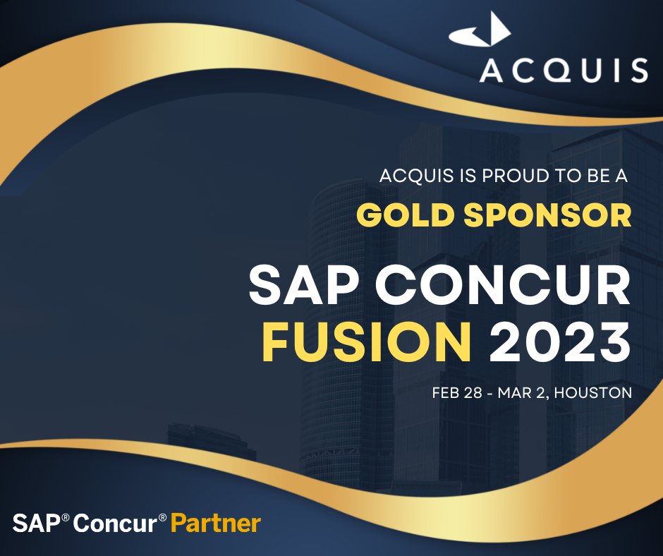 acquis's tweet photo. As a Gold Sponsor of @SAPConcur Fusion 2023, we look forward to connecting with our #SAPConcur community in Houston, Feb 28 - Mar 2. Stay tuned for updates on our booth and speaking session in the upcoming weeks. 

Join our Acquis team and register: https://t.co/AN8xL9VVGG https://t.co/yZr56LaoBK