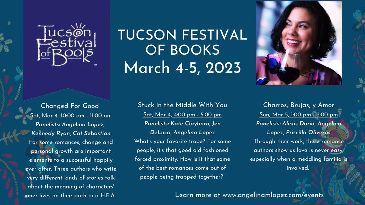 Just two weeks until you can join me and over 275 authors at the Tucson Festival of Books, including romance queens Kennedy Ryan, Beverly Jenkins, Priscilla Oliveras, Alexis Daria, Kate Clayborn, Jen Deluca and more! buff.ly/4009I8I @TFOB