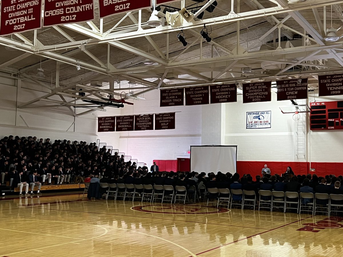 Cherylann spoke to the school during X-Day to thank the SJ community for their continued support. 💛💙 <a href="/SJHS_HM/">Alex Zequeira</a> <a href="/SJShrewsbury/">Saint John's</a> <a href="/SJHS_PioneersAD/">Saint John's HS Athletics</a> <a href="/BeLikeBrit/">Be Like Brit</a>