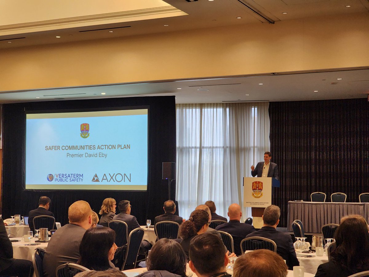 Today, for the first time in our history, a sitting Premier spoke to senior police leadership. Thank you, Premier @Dave_Eby and the @BCGovNews for your commitment to #publicsafety and keeping our communities safe. We are grateful for our collaborative relationship! #leadership