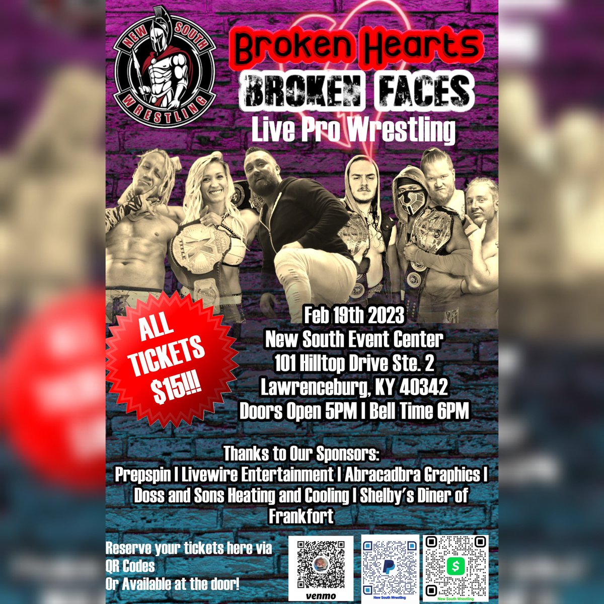 NewSouthKY's tweet photo. Time for a thread!
This Sunday Night, it's time for #brokenheartsandbrokenfaces
πLawrenceburg, KY
π 6:00 pm
π@PrepSpinAaron, @DJOtisBadass
π All tickets $15
Let's break down the matches https://t.co/irnNYSNKwR