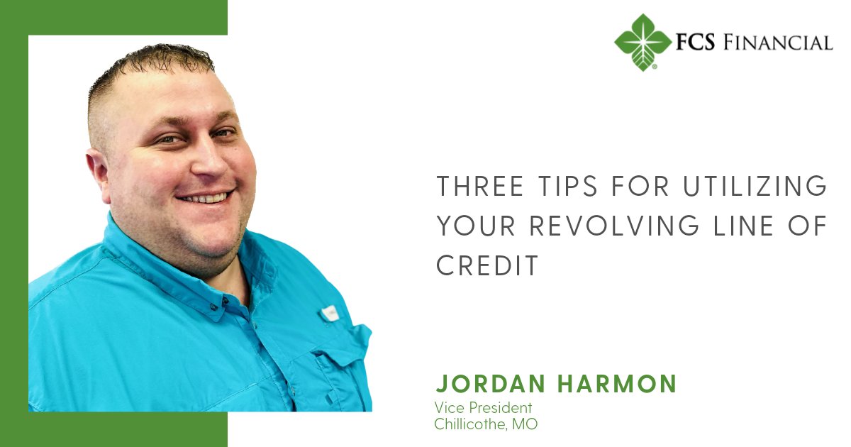 FCSFinancial's tweet image. Jordan Harmon, FCS Financial Vice President shares three tips for utilizing your revolving line of credit in the article below.

fal.cn/3vVrY

#FarmCredit #RevolvingLineofCredit #OurTeamofExperts