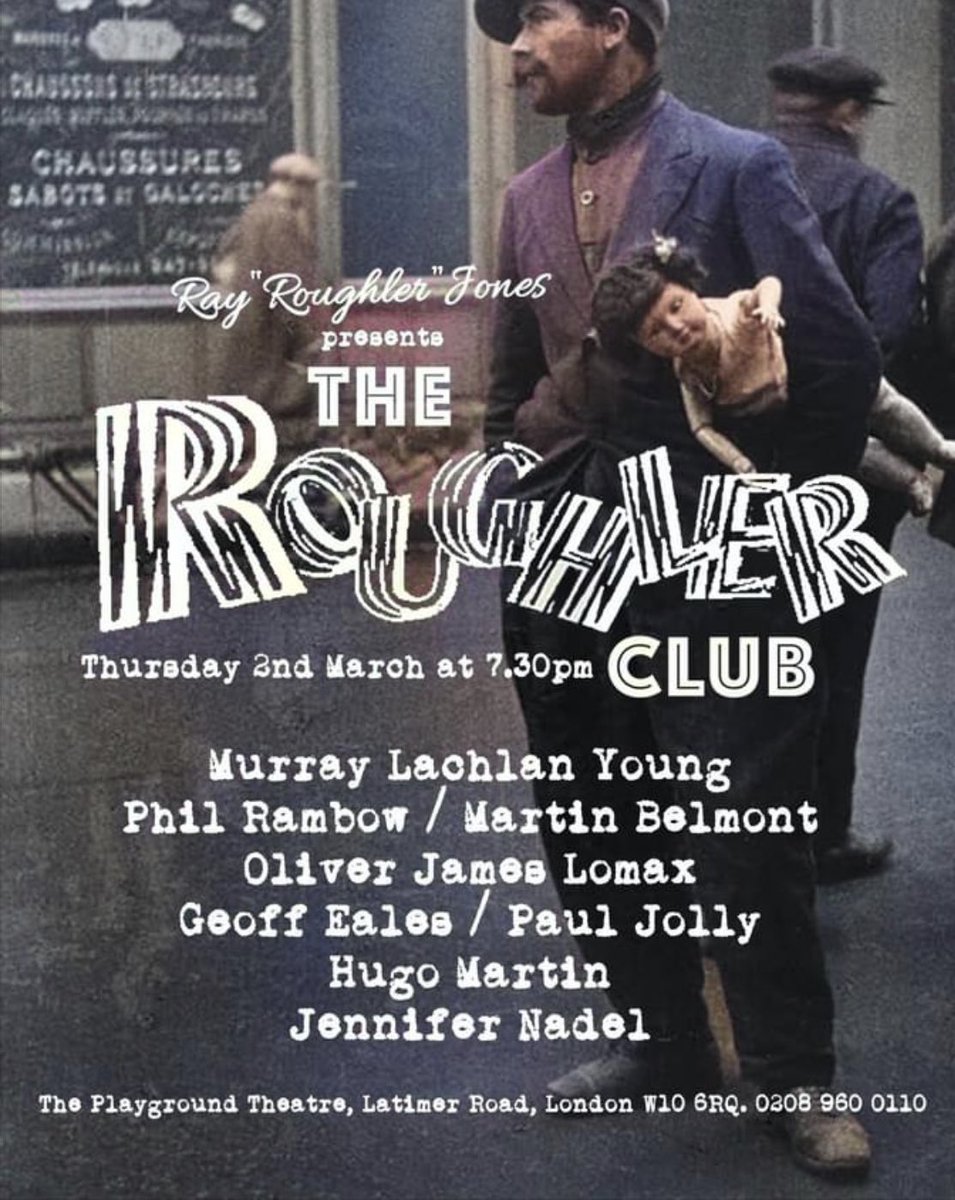 So excited I’ll be co-hosting the Roughler Club on 2nd March. It’s an amazing evening of storytelling, poetry and live music <a href="/PlaygroundW10/">The Playground Theatre</a> with <a href="/MurrayLYoung/">MurrayLachlanYoung</a> topping the bill this month. join us if you’re in London <a href="/BhavaniVadde/">Bhavani Vadde</a> @EveningStandard <a href="/TimeOutLondon/">Time Out London</a> <a href="/PortobelloRadio/">Portobello Radio</a>