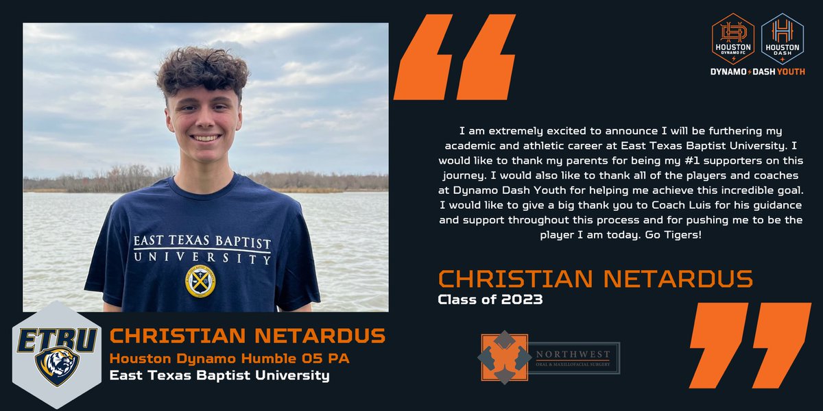 HTXSoccer's tweet photo. 🚨College Commitment! 🚨

@netardus2023 from the Houston Dynamo Humble 05 PA has committed to @ETBU_Soccer! Congrats, Christian! 🧡

#dynamodashyouth #ddycollegecenter #ddycff #collegefitfinder @stxsoccer @nwomsmarketing https://t.co/xIvovyQh26