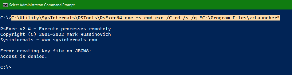 JacqBens's tweet photo. Seems @Sysinternals #PsExec v2.4 doesn't allow running processes as the local SYSTEM account (the Internet says all versions beyond v2.2 have this behavior). Is this true, @markrussinovich? On purpose? https://t.co/RgUZ5pzxEM