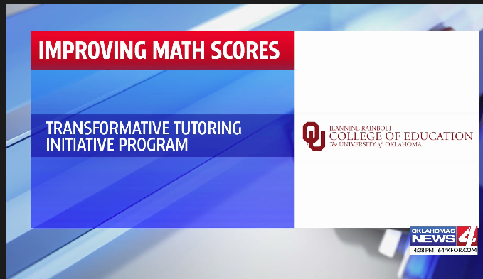 oueducation's tweet photo. Dean Stacy Reeder spoke with @kfor to discuss the promising results in improving mathematics tests scores we are seeing from the Transformative Tutoring Initiative in the Jeannine Rainbolt College of Education. #oklaed 

https://t.co/4afNBk2Ndj https://t.co/S6MzRH8g2O